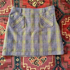 Liz Claiborne Purple and Green Plaid Mini Skirt